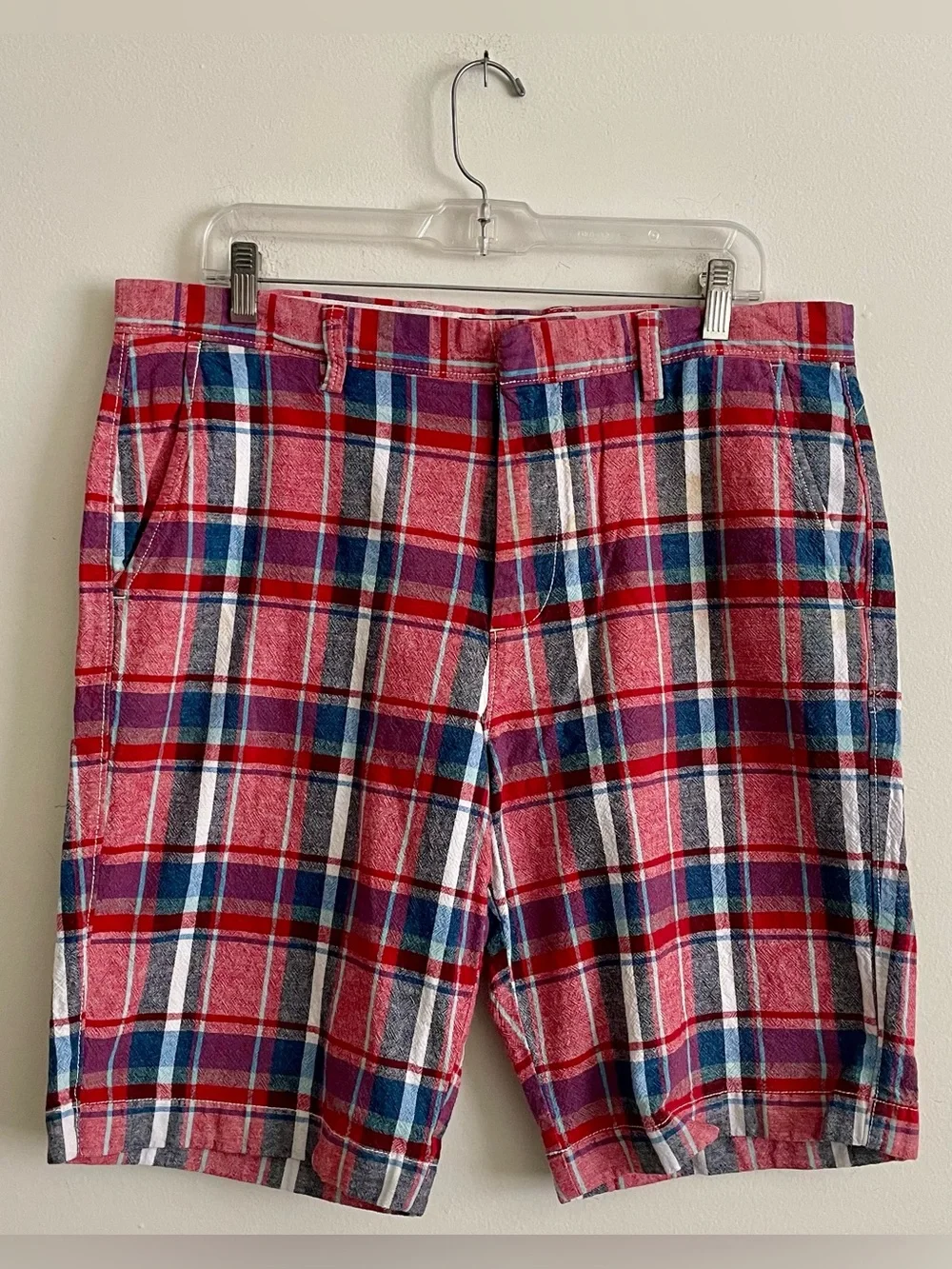 🍎 J. Crew Red Plaid Flat Front Shorts 🍎